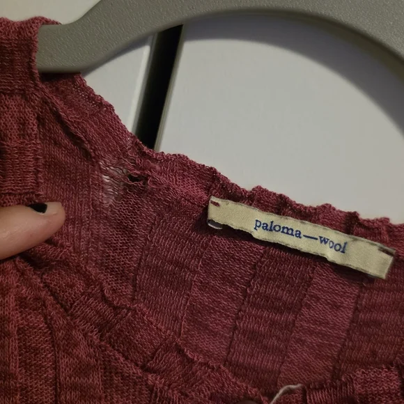 Paloma Wool Mayo Knit Cardigan Fuschia Button Down Dress Cover Up  XS FLAWED - Picture 5 of 10